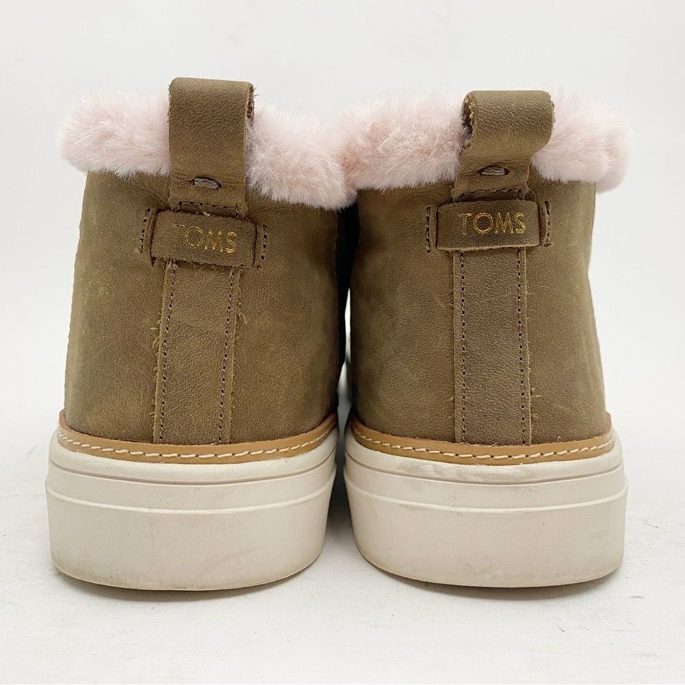 TOMS Paxton Sable Tan Leather/Faux Fur Slip On Sneaker Bootie Womens Size 11 - Picture 5 of 7